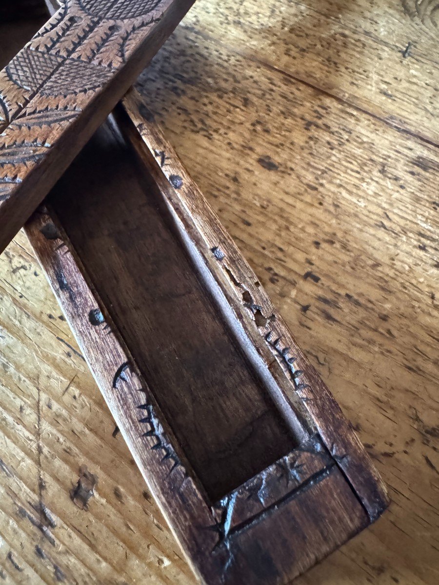 Razor Holder, Carved Razor Box – Folk Art – Dated And Named – Haute-savoie, France-photo-5