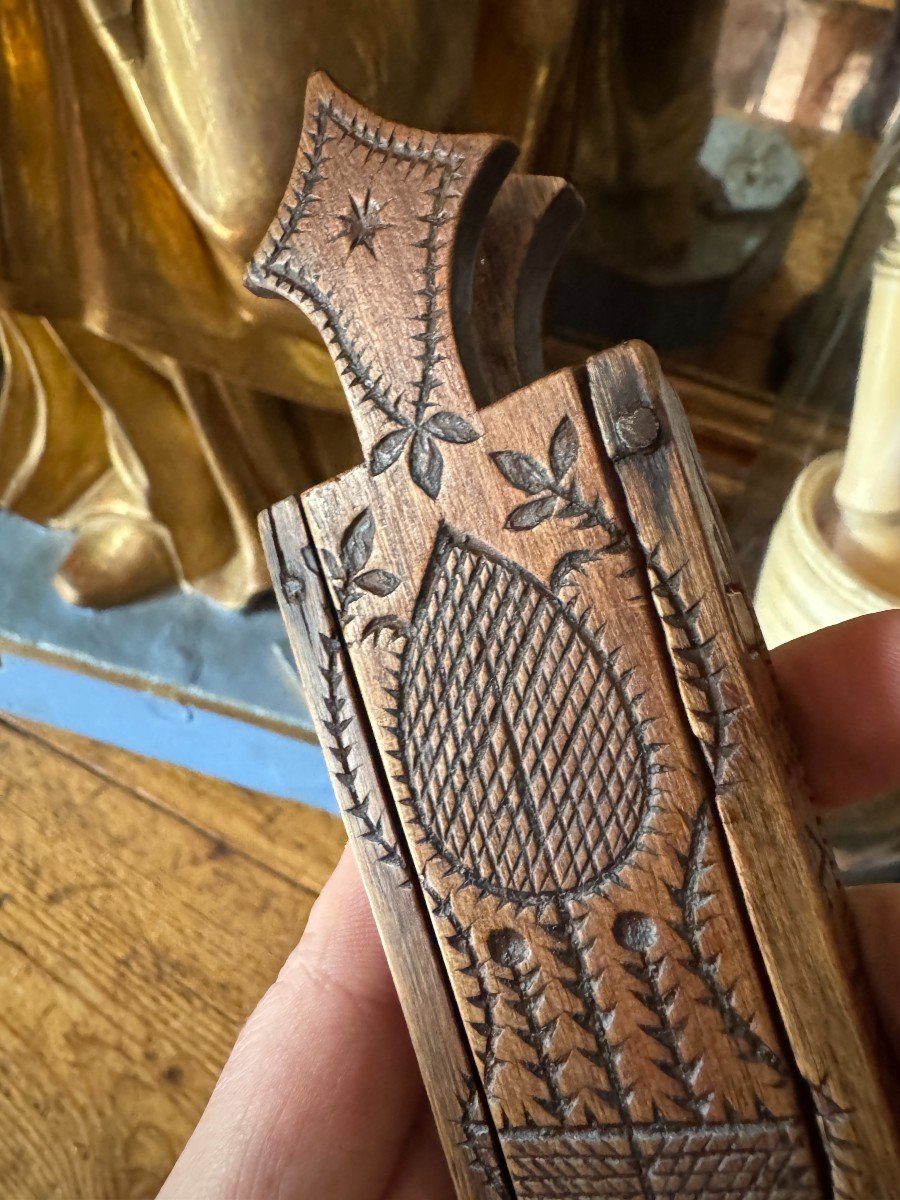 Razor Holder, Carved Razor Box – Folk Art – Dated And Named – Haute-savoie, France-photo-7