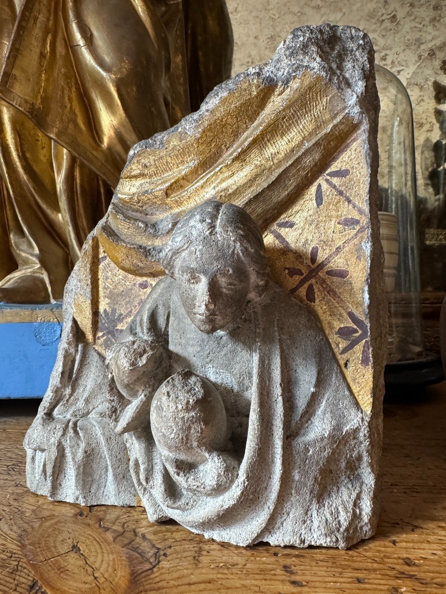 Sculpture - Fragment Of High Relief - Saint Mary Magdalene And Her Ointment Pot - High Period-photo-4