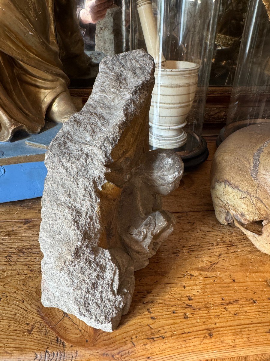 Sculpture - Fragment Of High Relief - Saint Mary Magdalene And Her Ointment Pot - High Period-photo-2