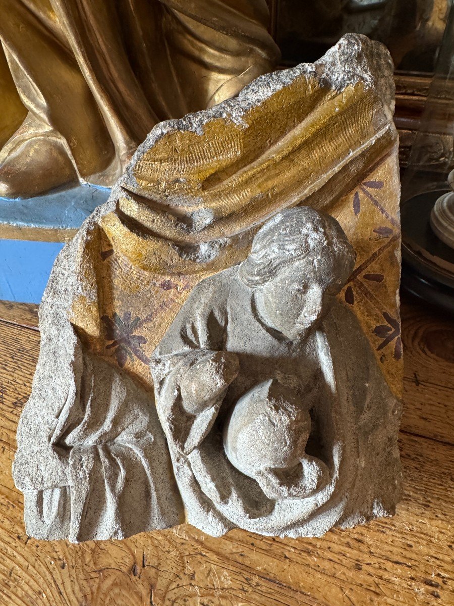 Sculpture - Fragment Of High Relief - Saint Mary Magdalene And Her Ointment Pot - High Period-photo-5