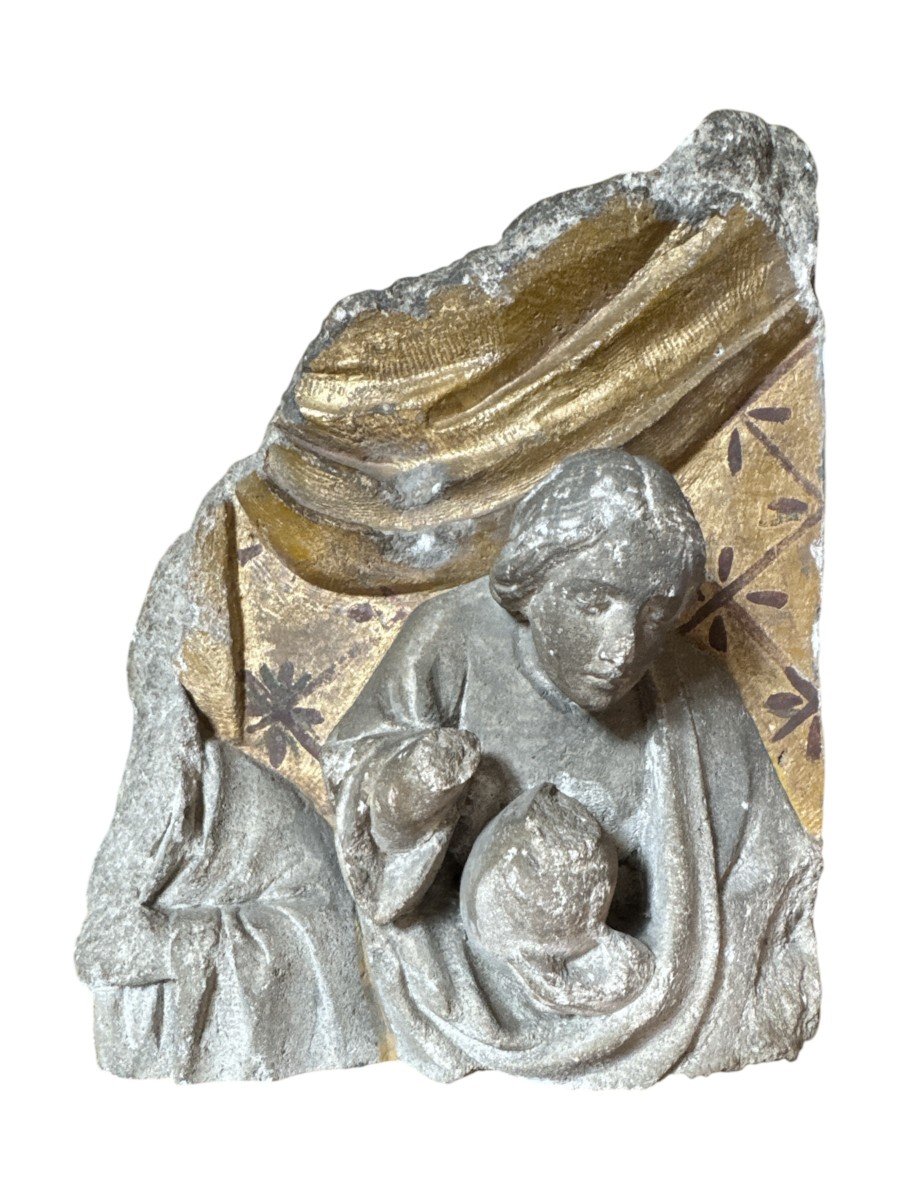 Sculpture - Fragment Of High Relief - Saint Mary Magdalene And Her Ointment Pot - High Period