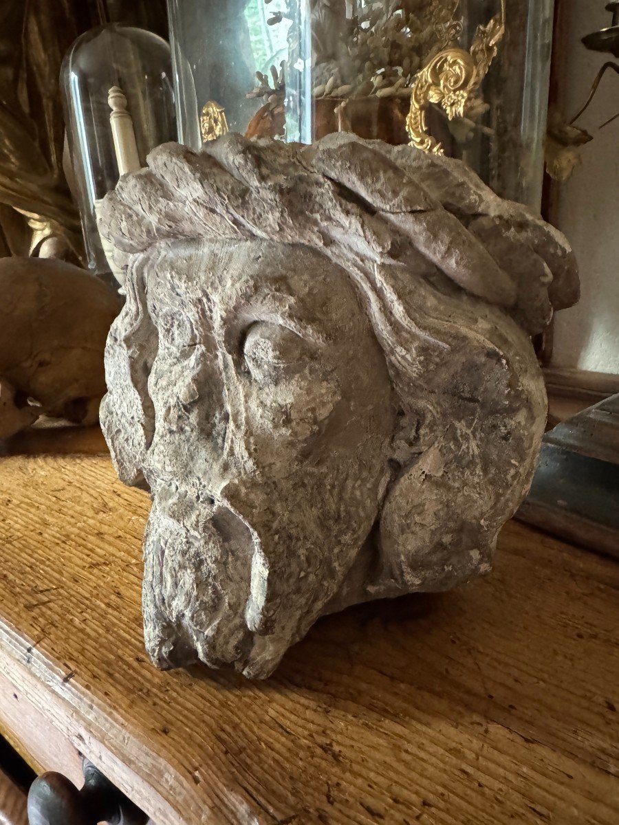 Medieval Statuary - Head Of Christ, Fragment - First Half Of The 15th Century - Late Period -photo-4