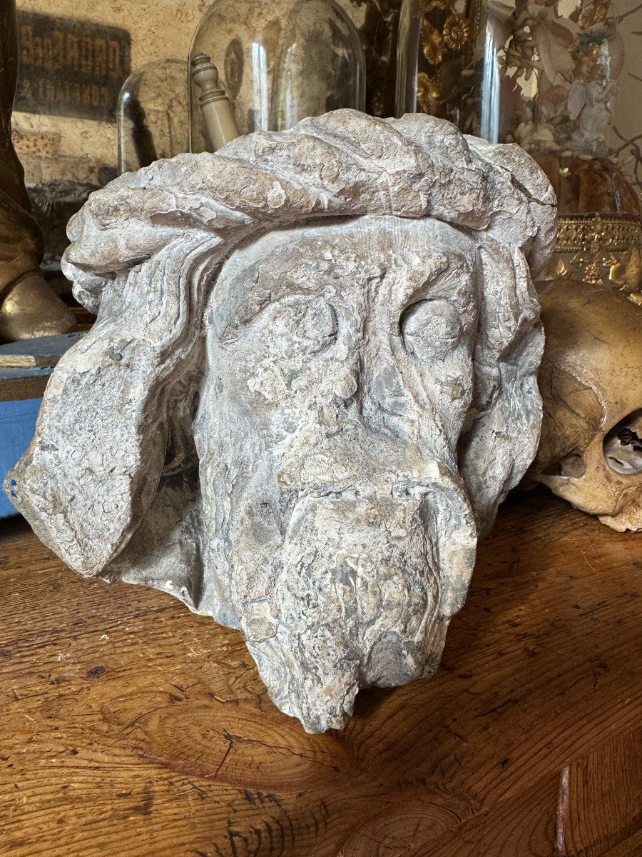 Medieval Statuary - Head Of Christ, Fragment - First Half Of The 15th Century - Late Period -photo-7