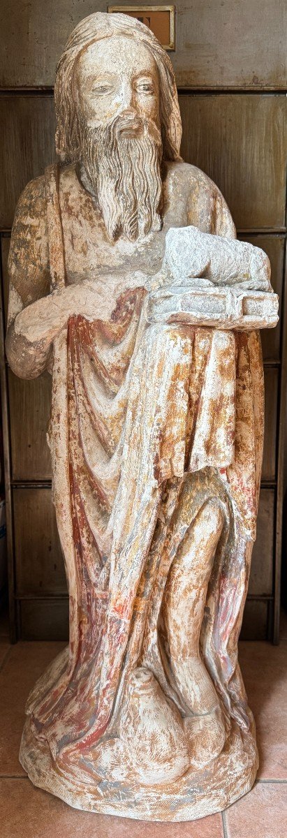 Statuary - Stone Statue Of Saint John The Baptist - Early Period - France-photo-2