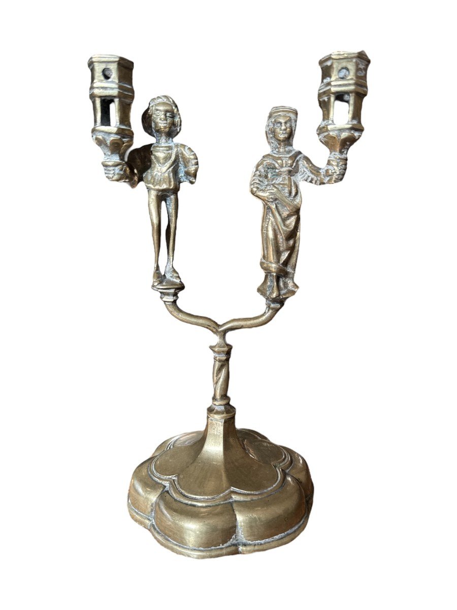 Chandelier En Bronze Gothique Anthropomorphe &ndash; M&auml;nnleinleuchter &ndash; Dans Le Gout Haute &eacute;poque