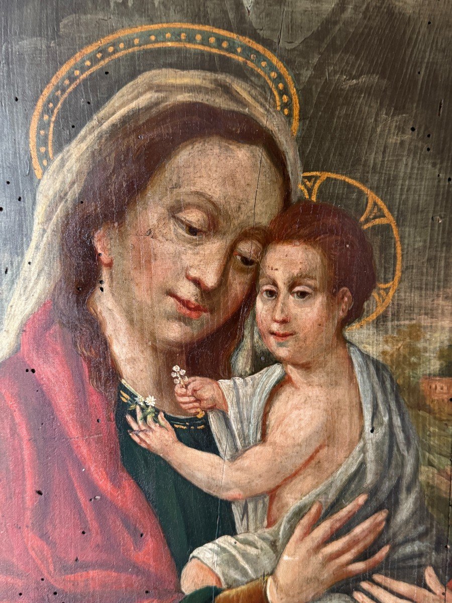 Huile Sur Panneau, Peinture – Vierge à L’enfant – Ex Voto – Fin Du XVIIIe Siècle – Italie-photo-3