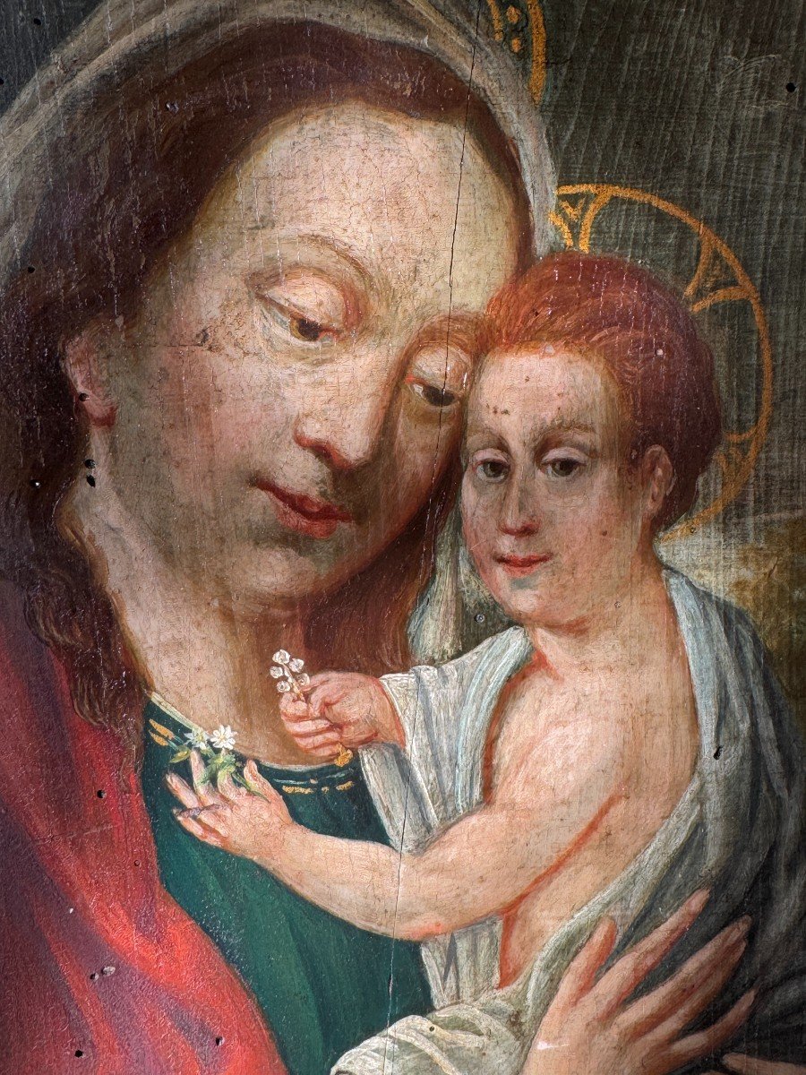 Huile Sur Panneau, Peinture – Vierge à L’enfant – Ex Voto – Fin Du XVIIIe Siècle – Italie-photo-4