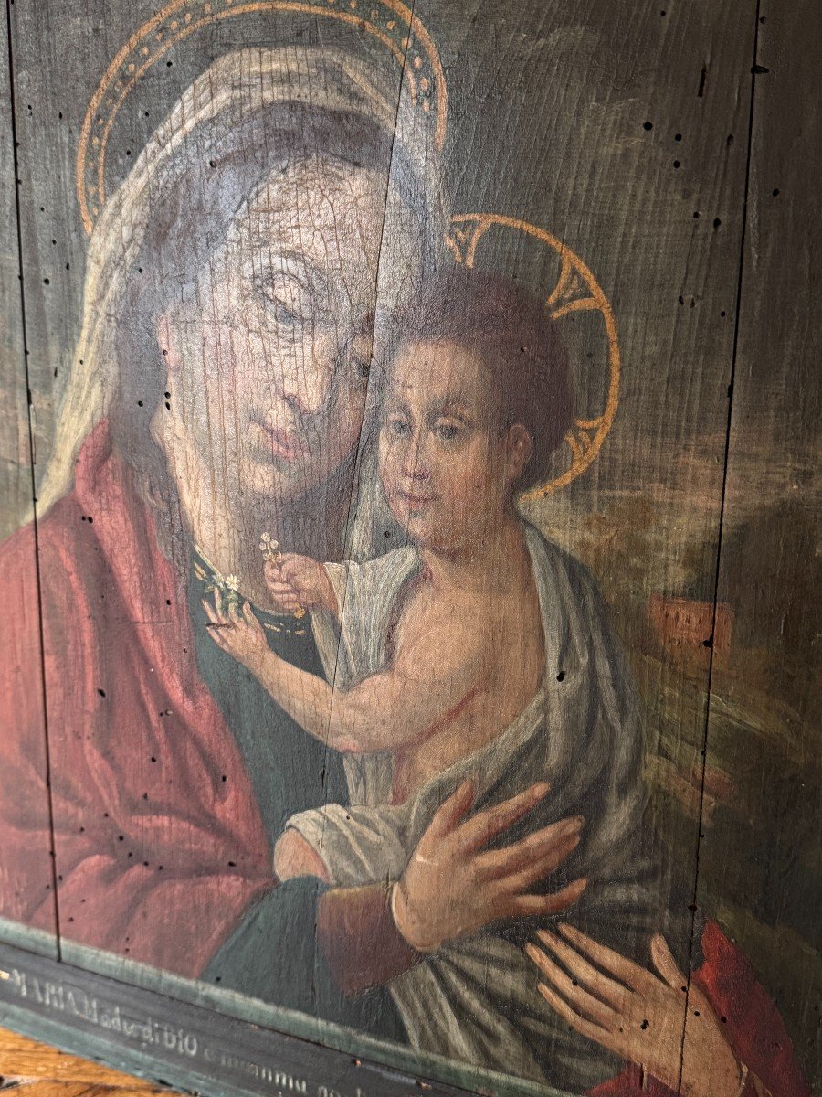 Huile Sur Panneau, Peinture – Vierge à L’enfant – Ex Voto – Fin Du XVIIIe Siècle – Italie-photo-7