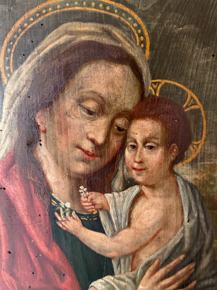 Huile Sur Panneau, Peinture – Vierge à L’enfant – Ex Voto – Fin Du XVIIIe Siècle – Italie-photo-8