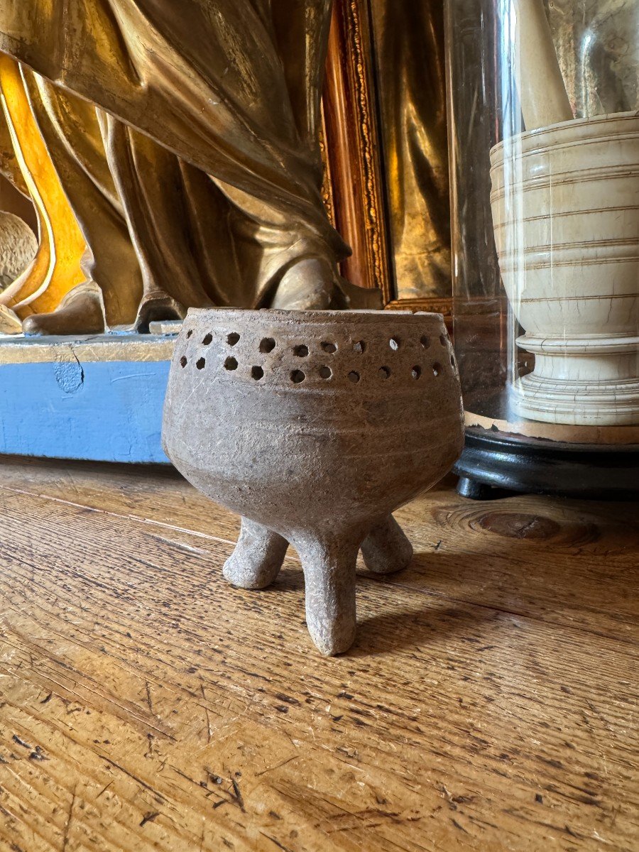 Artifact - Antiquity - Indigenous Terracotta Tripod Brazier Or Incense Burner - Primitive Art -photo-6