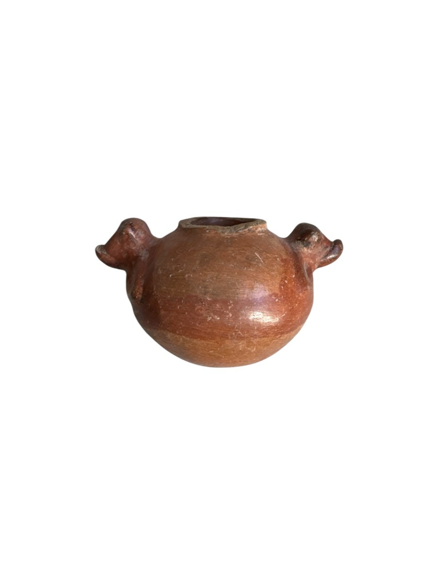 Artefact - Antiquité – Vase Zoomorphe, Vase Rituel à Anses Têtes Animales –précolombien