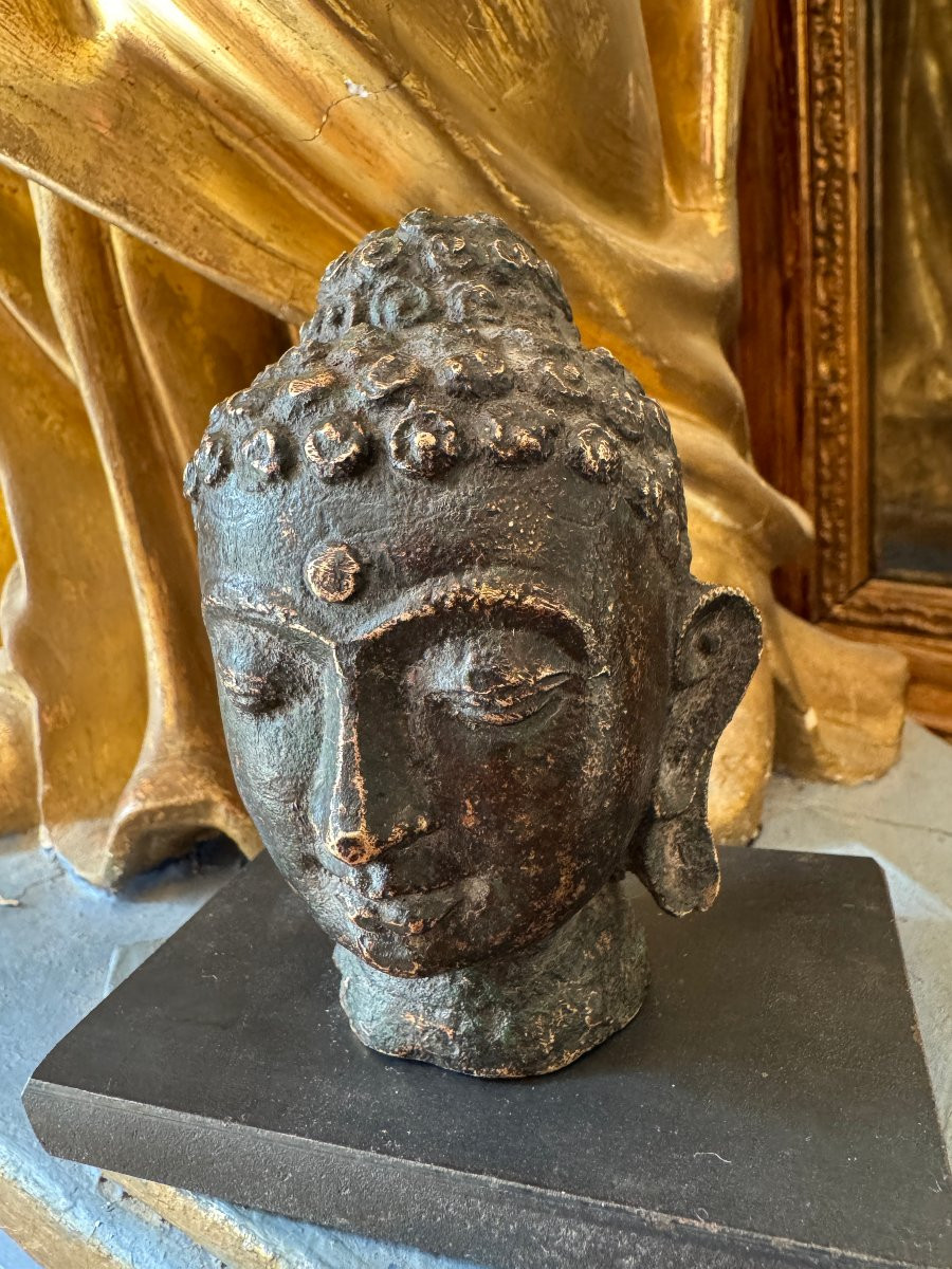 Fragment, Statuaire - Art Bouddhique &ndash; T&ecirc;te De Bouddha En Bronze &ndash; N&eacute;pal -photo-3