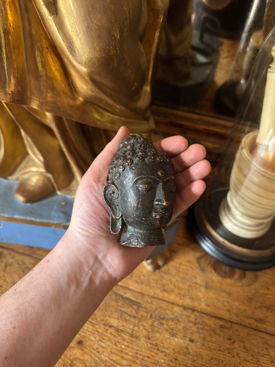 Fragment, Statuaire - Art Bouddhique &ndash; T&ecirc;te De Bouddha En Bronze &ndash; N&eacute;pal -photo-4