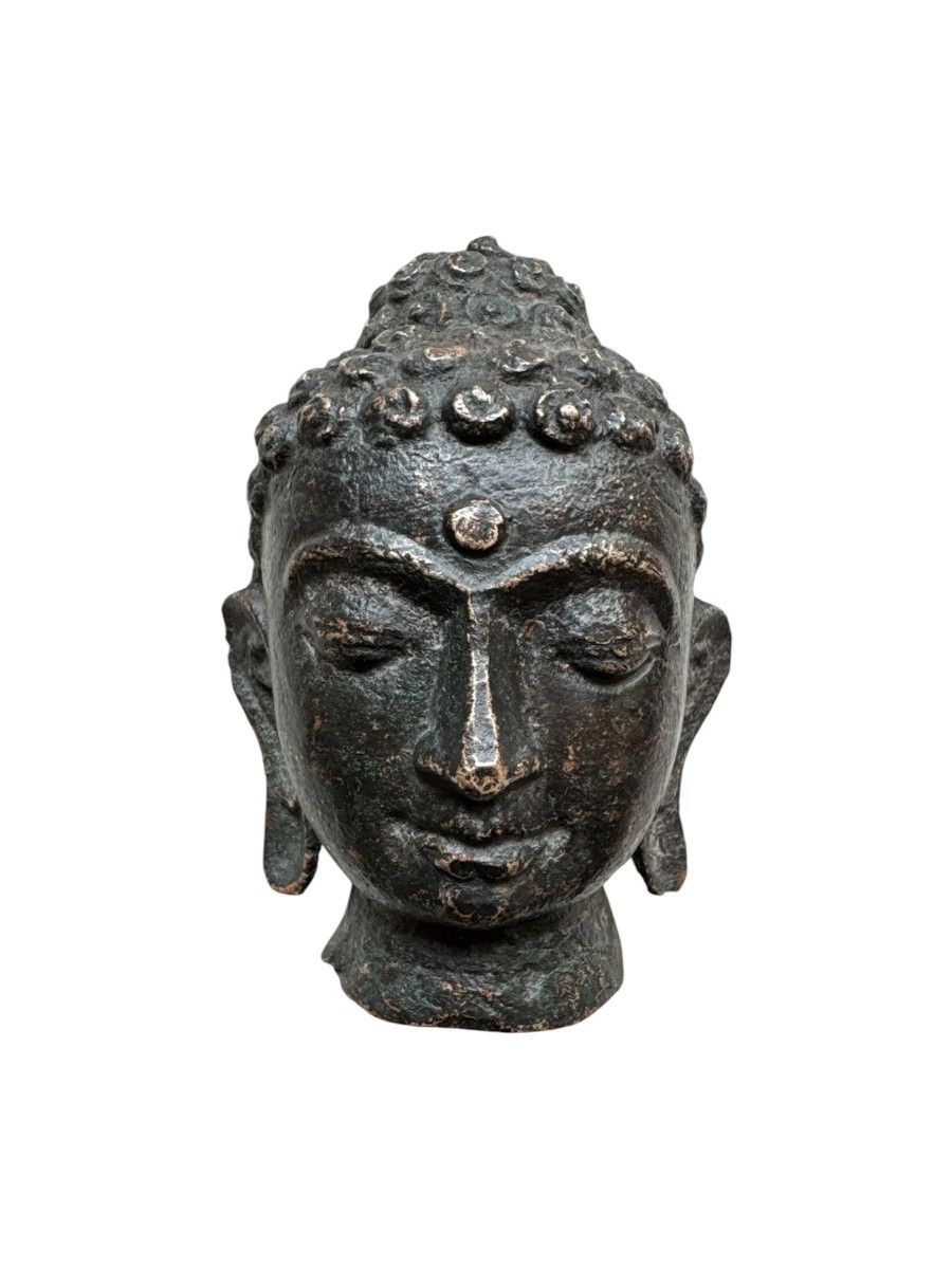 Fragment, Statuaire - Art Bouddhique &ndash; T&ecirc;te De Bouddha En Bronze &ndash; N&eacute;pal 