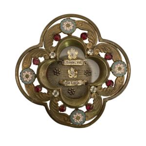  Enamel Reliquary - Reliquary “ex Ossibus” Saint Louis King Of France - Louis IX - Relic 