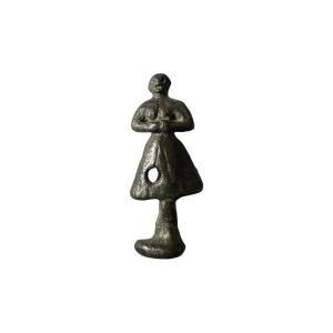 Bronze Artifact - Statuette, Devout Female Figurine - Medieval Period - Late Period