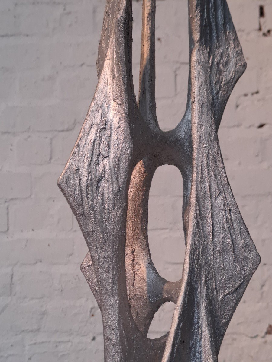 Abstract Sculpture In Cast Alloy By H. Schlüter-photo-2