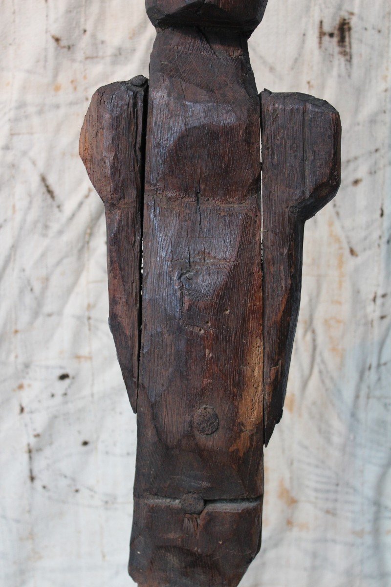 19th Century Primitive Wooden Figure-photo-2