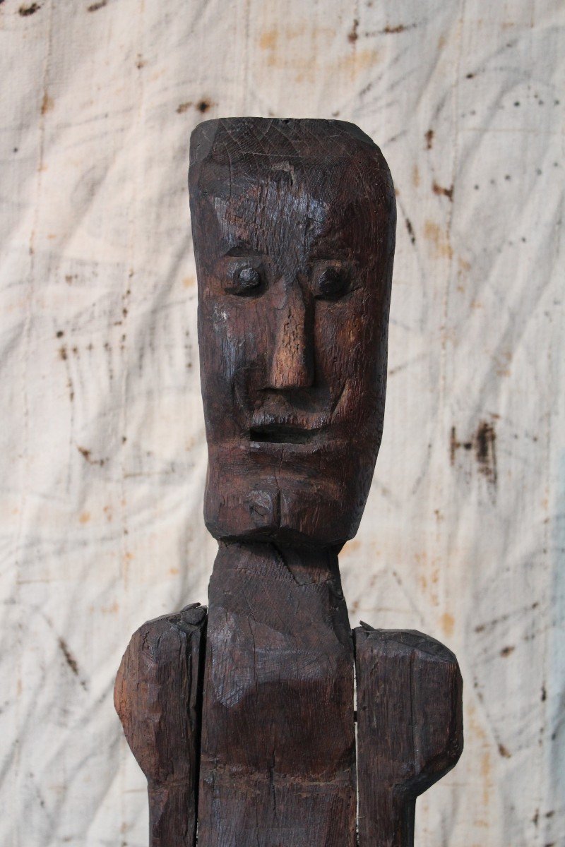 19th Century Primitive Wooden Figure-photo-3