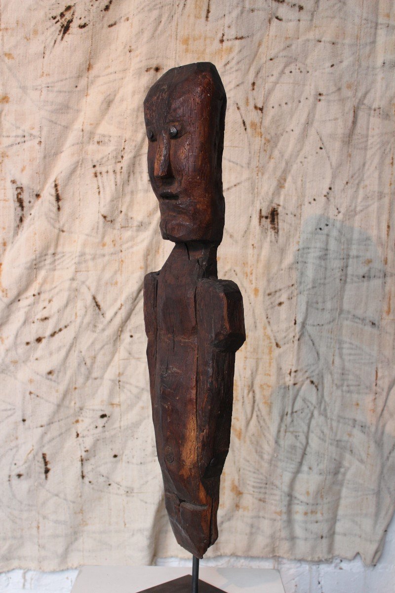 19th Century Primitive Wooden Figure-photo-2