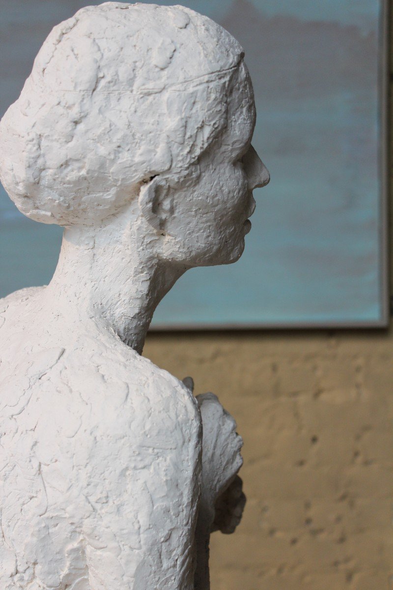 Buste En Plâtre d'Une Chanteuse De Claire Vasic (1929 - 2023)-photo-4
