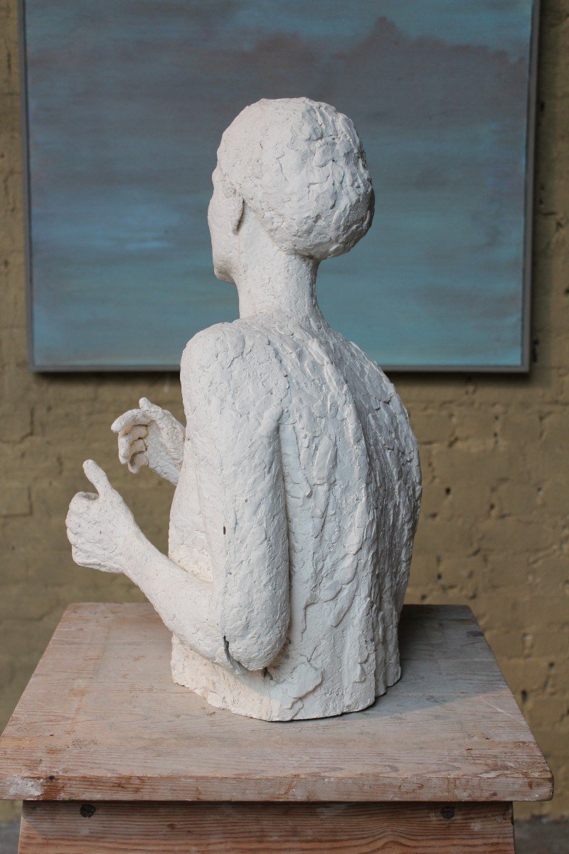 Plaster Bust Of A Singer By Claire Vasic (1929 - 2023)-photo-5