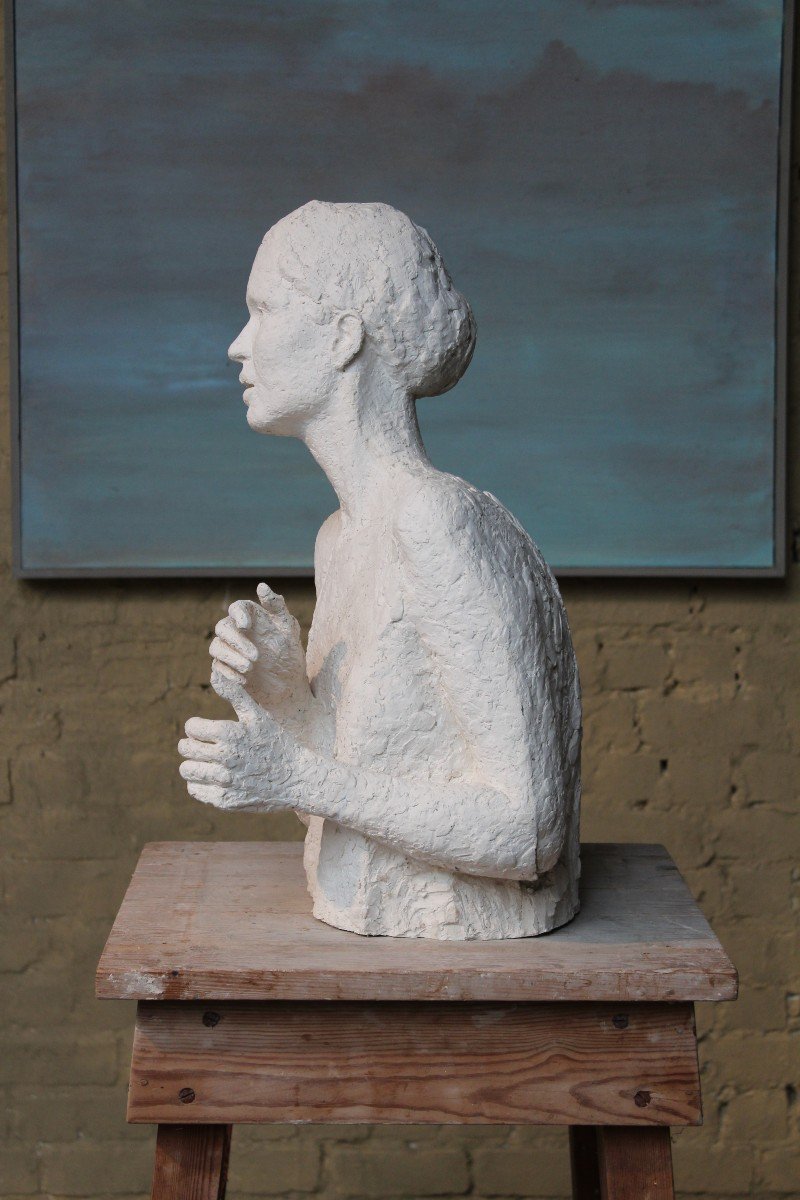 Plaster Bust Of A Singer By Claire Vasic (1929 - 2023)-photo-6