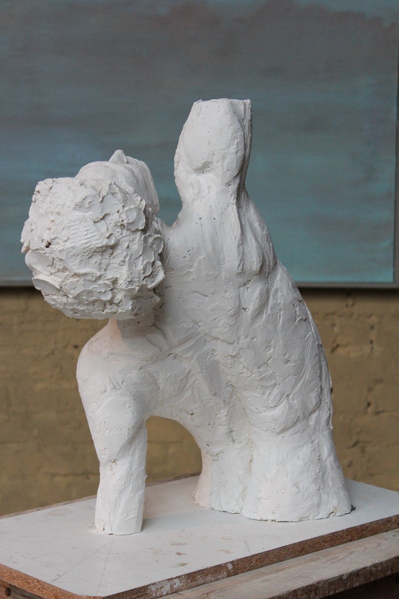 'dancing Man' Plaster Sculpture By Claire Vasic (1929 - 2023)-photo-2