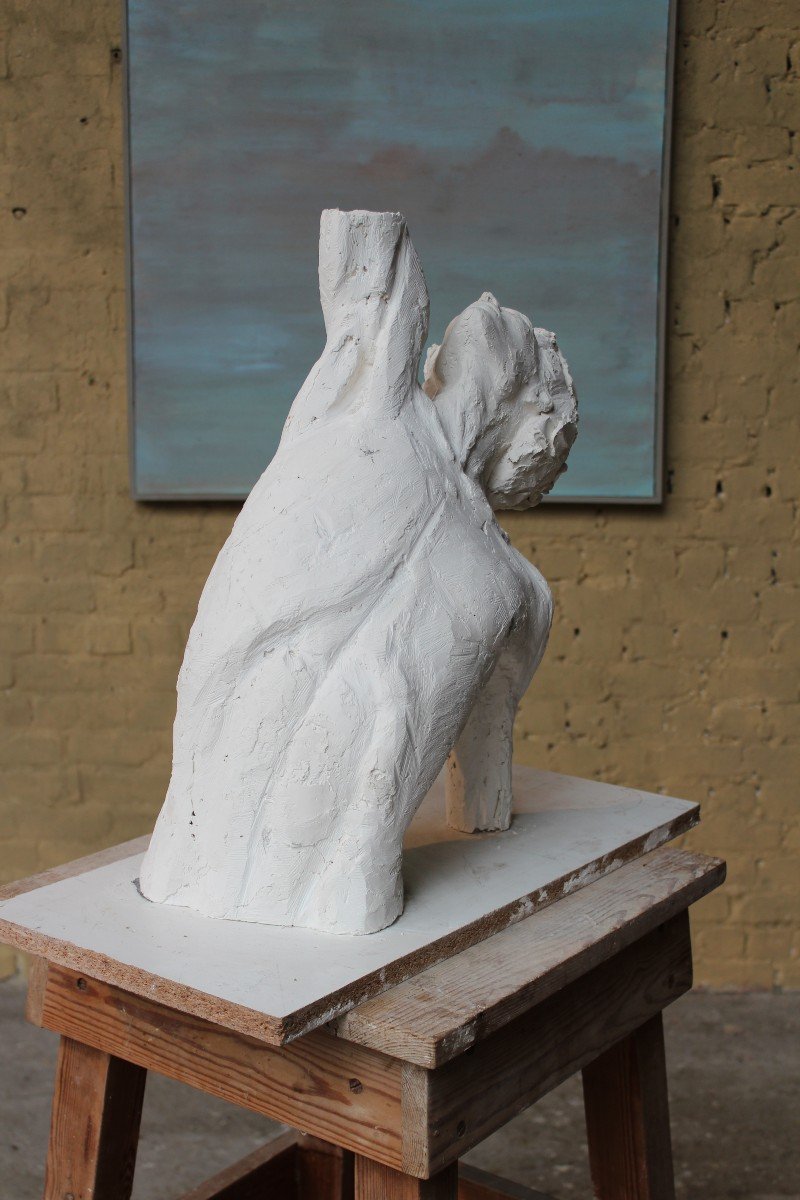 'dancing Man' Plaster Sculpture By Claire Vasic (1929 - 2023)-photo-3