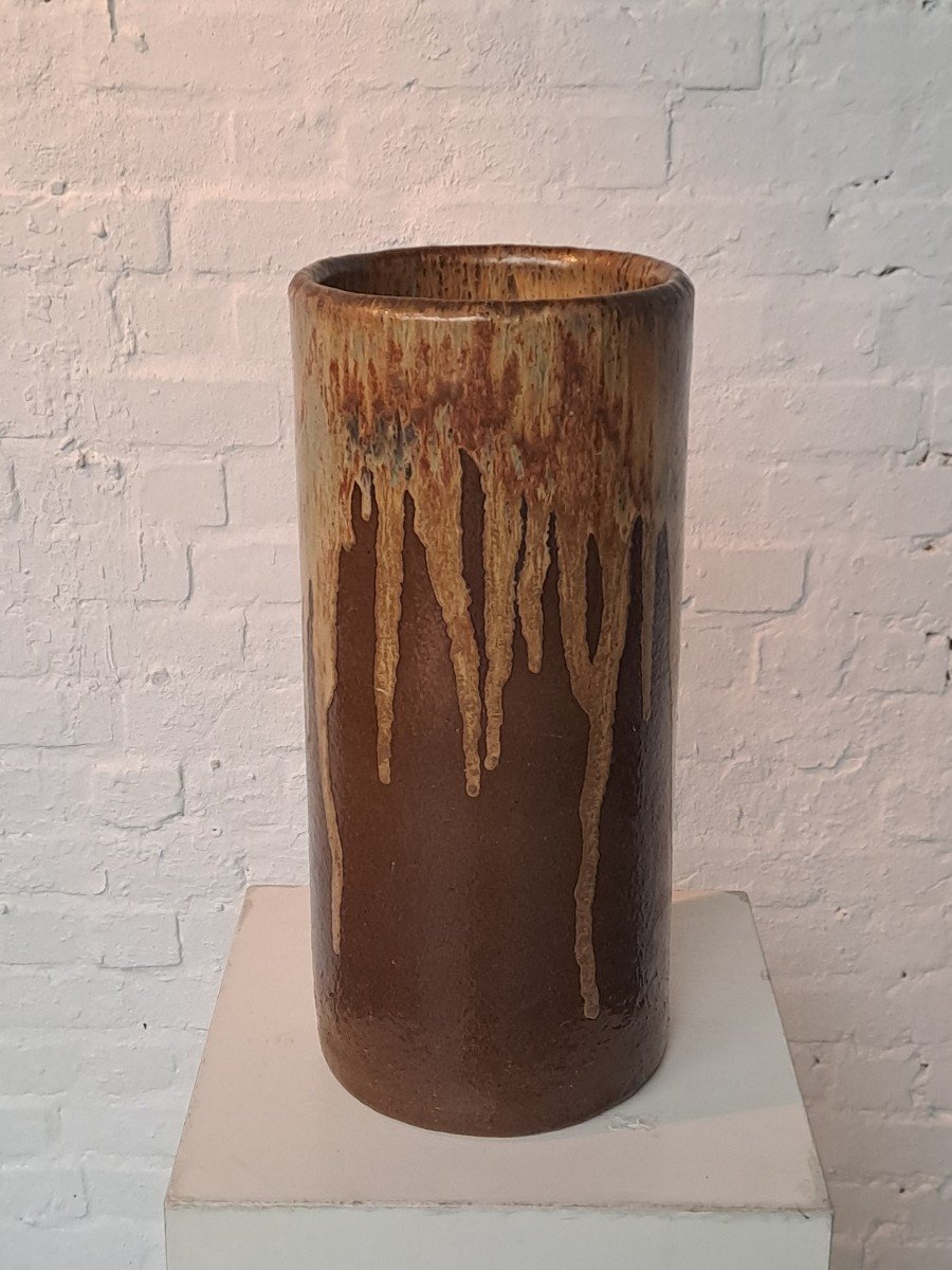 Large Brutalist Stoneware Vase-photo-1