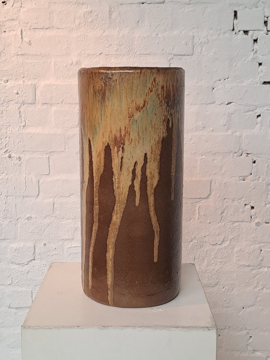 Large Brutalist Stoneware Vase-photo-3