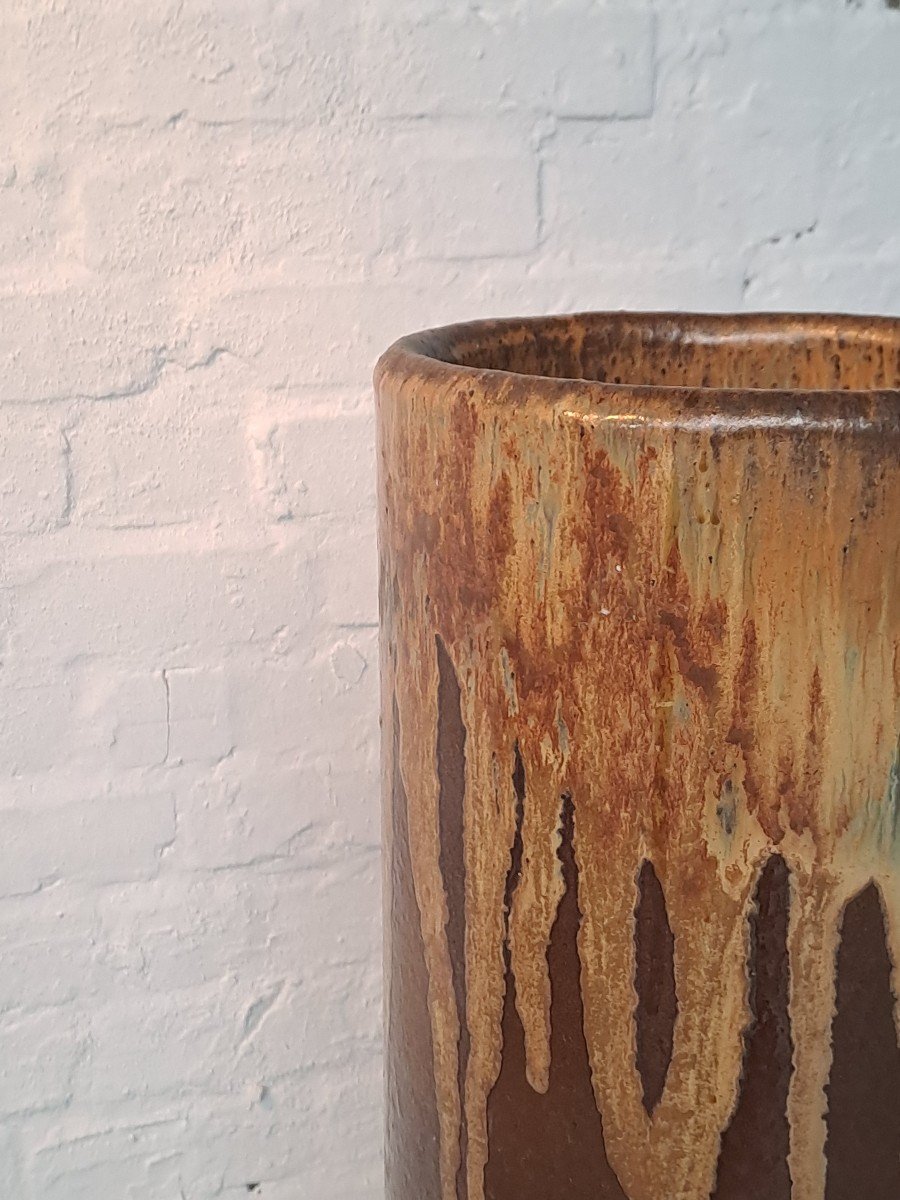 Large Brutalist Stoneware Vase-photo-4