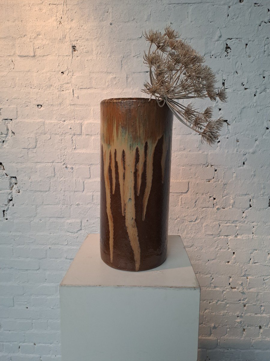 Large Brutalist Stoneware Vase