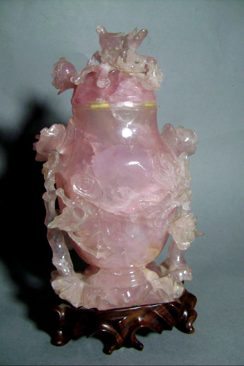 Vase Covered In Rose Quartz. China Early 20th Century.-photo-3