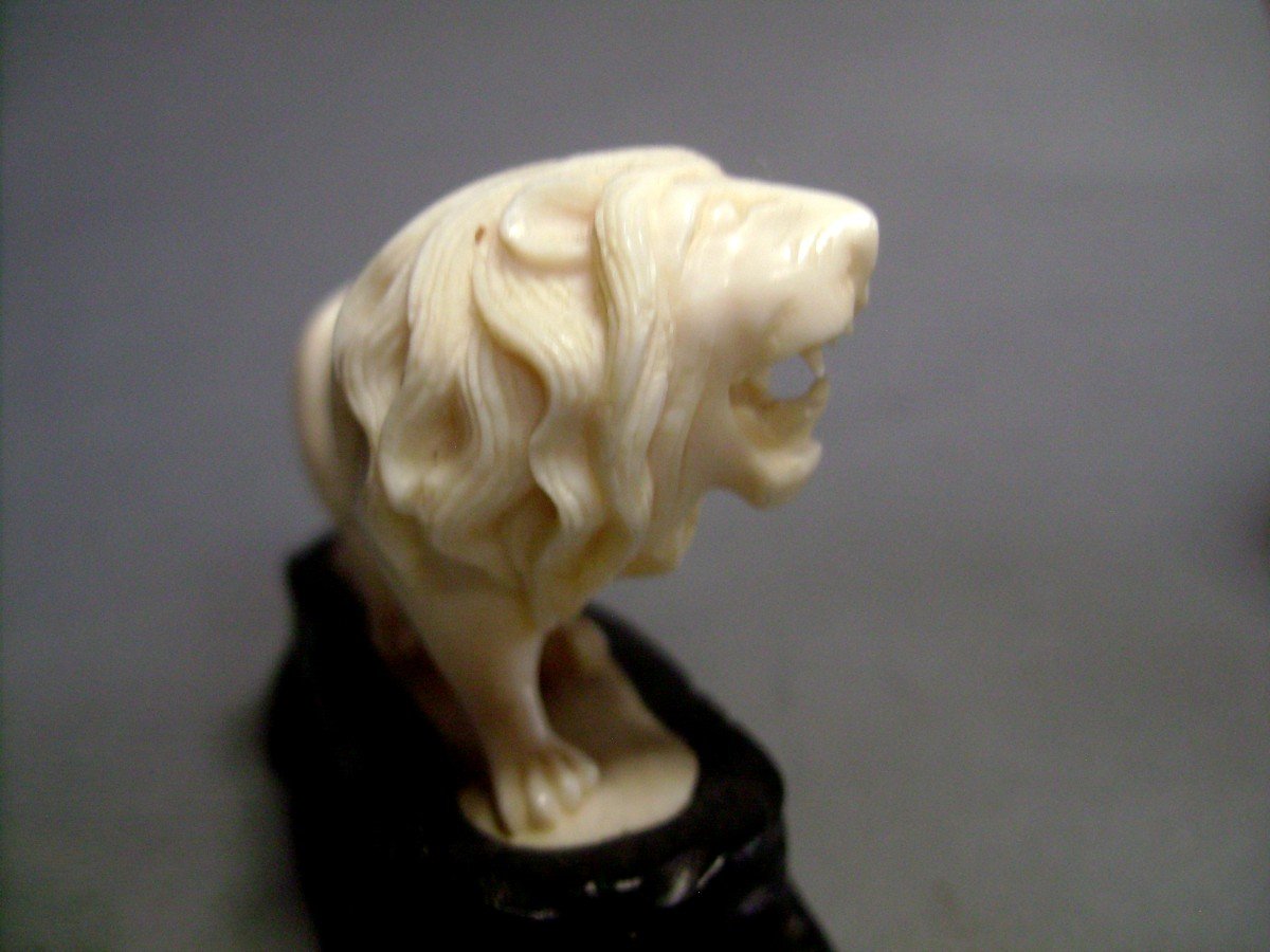 Ivory Okimono. Couple Of Lions. China 1920_30-photo-2