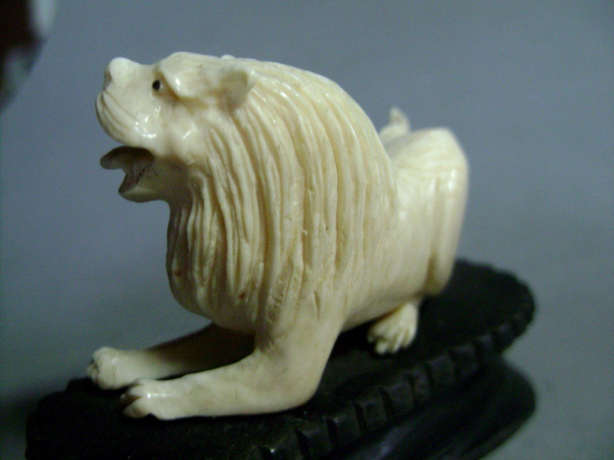 Ivory Okimono. Couple Of Lions. China 1920_30-photo-4