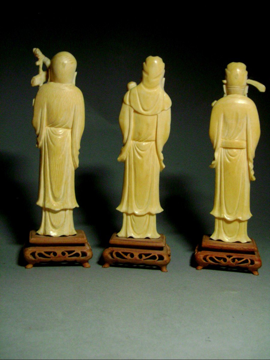 Three Ivory Okimono. The Immortals. China 1920-30-photo-3