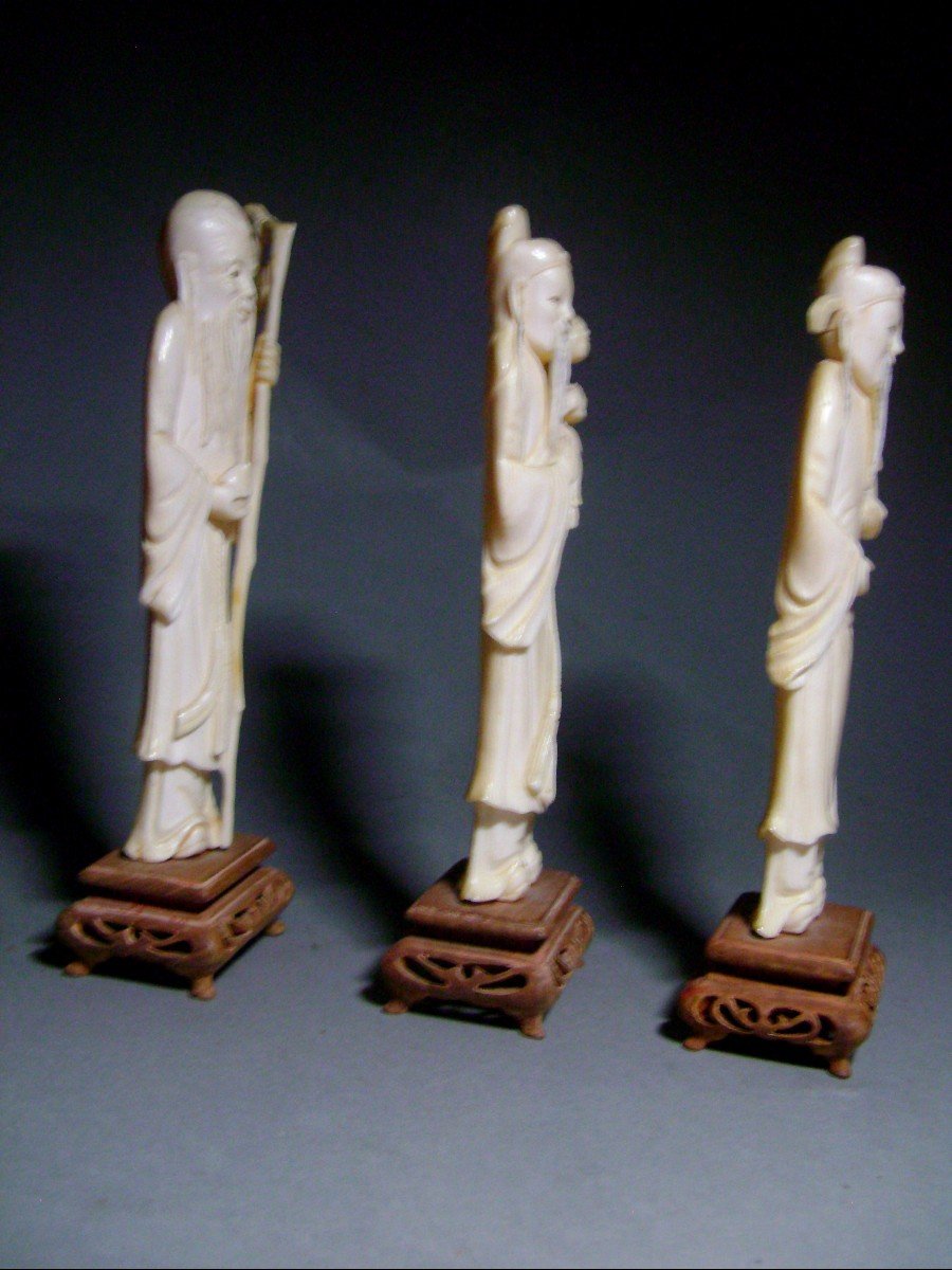 Three Ivory Okimono. The Immortals. China 1920-30-photo-4