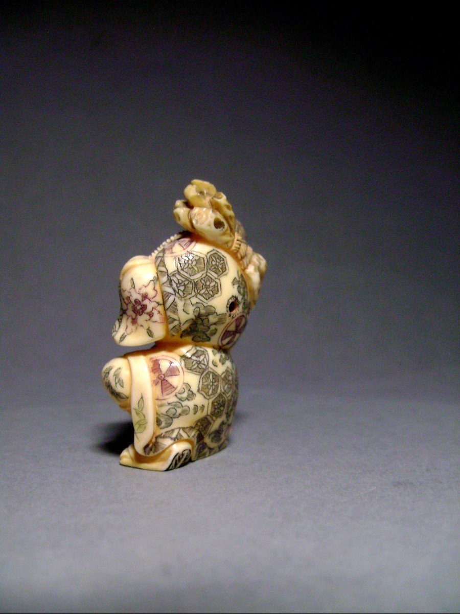 Netsuke en ivoire. Bûcheron. Japon Fin époque Taisho (1912-1928 )-photo-3