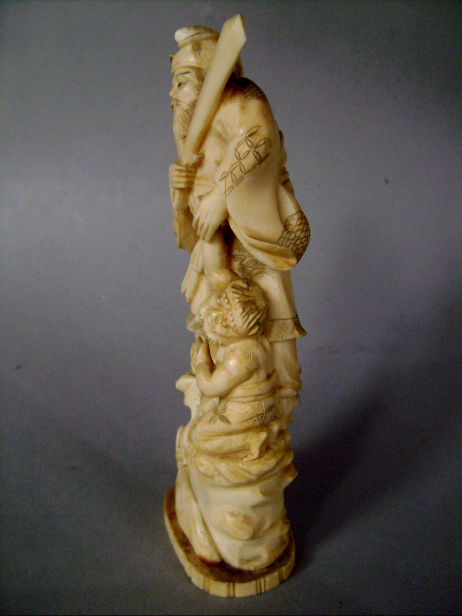 Ivory Okimono. Shoki And The Oni. Japan Meiji Period (1868-1912)-photo-2