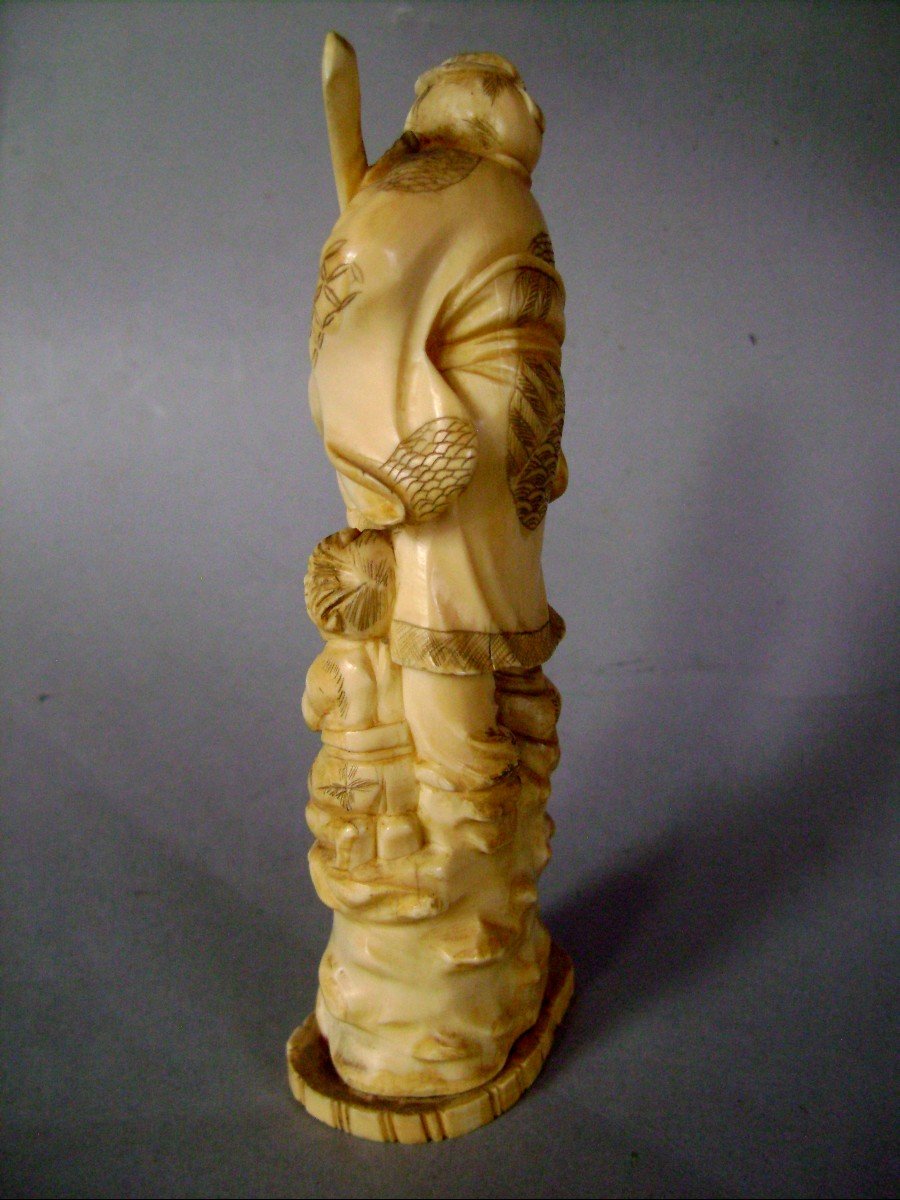 Ivory Okimono. Shoki And The Oni. Japan Meiji Period (1868-1912)-photo-3