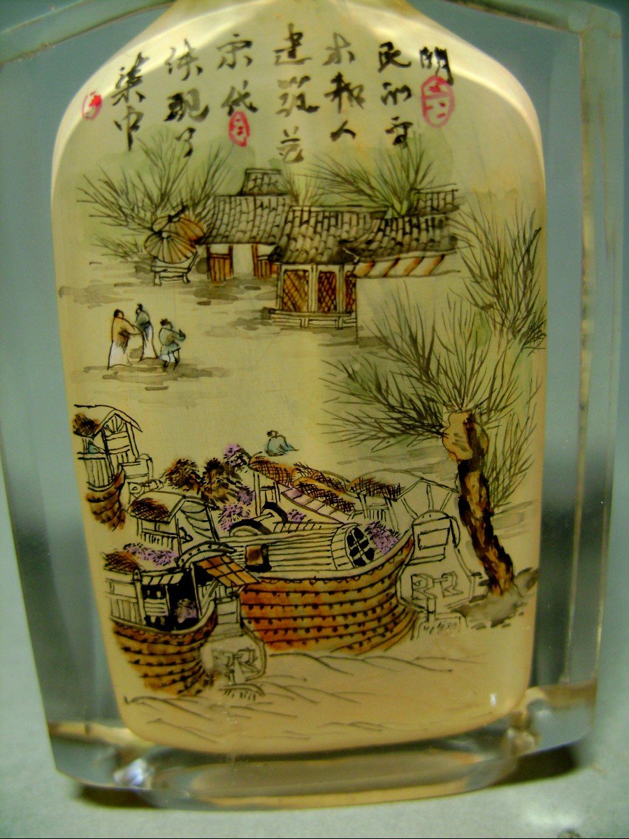 Tabatière En Verre "in Drawn". Chine XXème.-photo-1