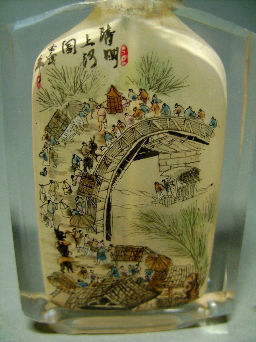 Tabatière En Verre "in Drawn". Chine XXème.-photo-2