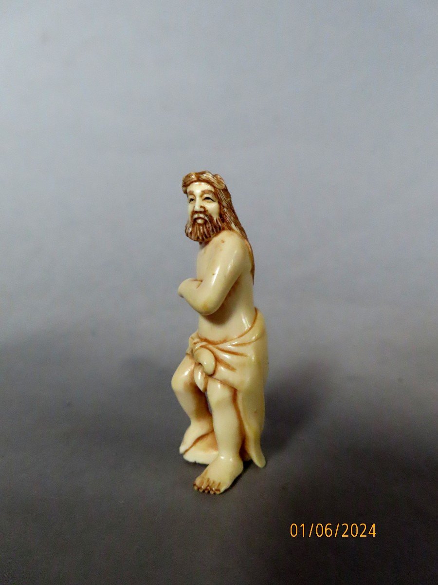 Ivory Netsuke. Jupiter? Apollo? Hercules? Japan Taisho Period (1912-1928)-photo-2