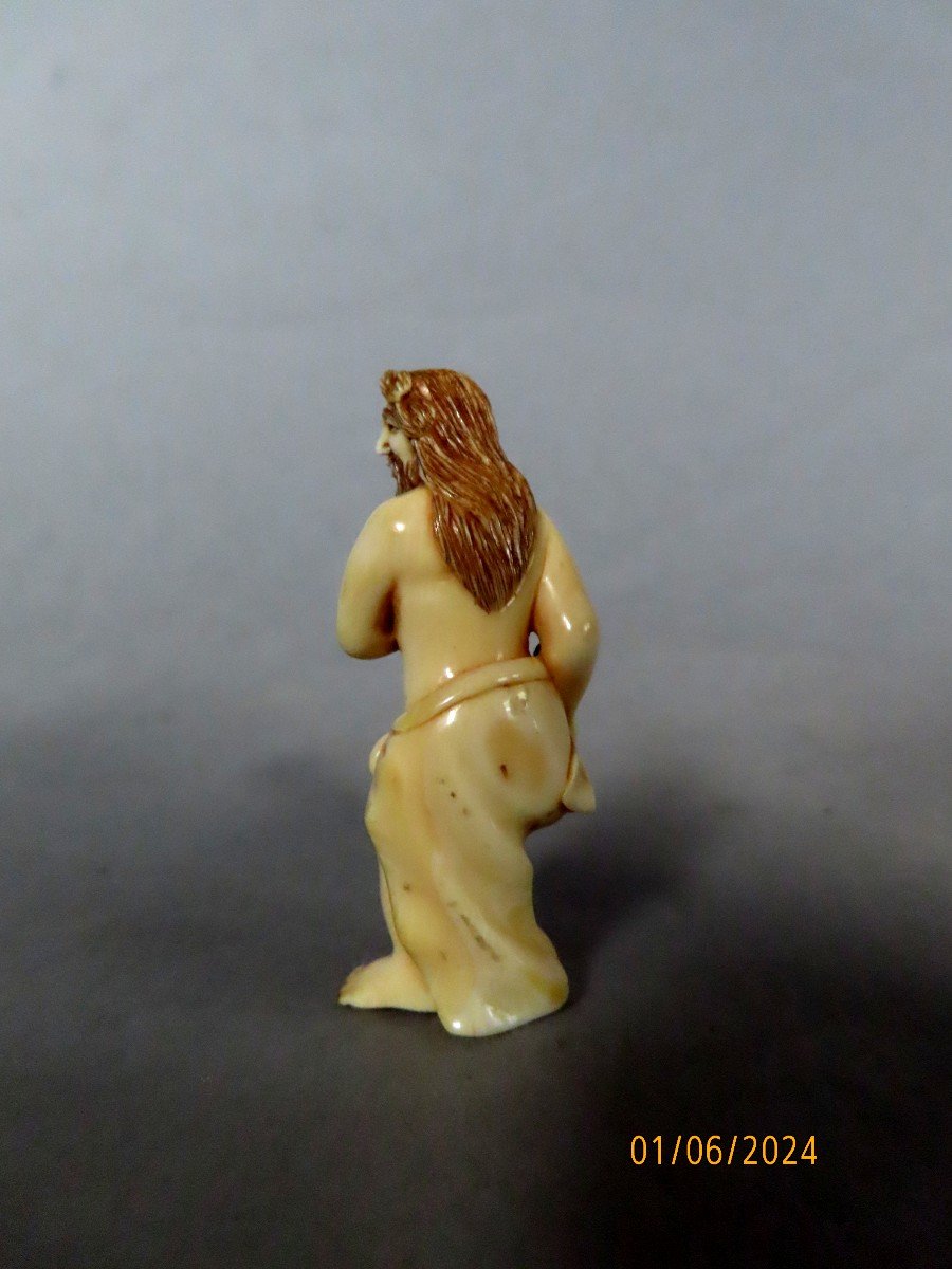 Ivory Netsuke. Jupiter? Apollo? Hercules? Japan Taisho Period (1912-1928)-photo-3