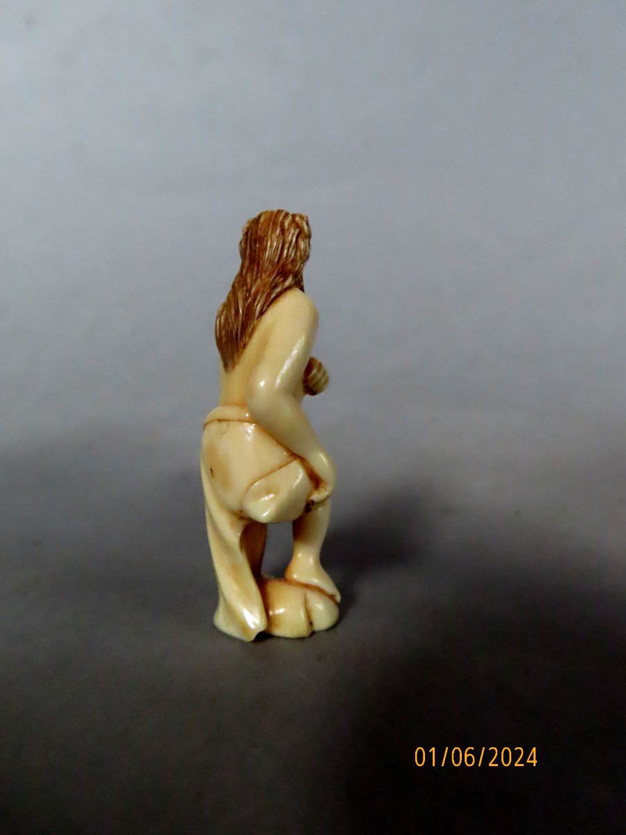 Ivory Netsuke. Jupiter? Apollo? Hercules? Japan Taisho Period (1912-1928)-photo-4