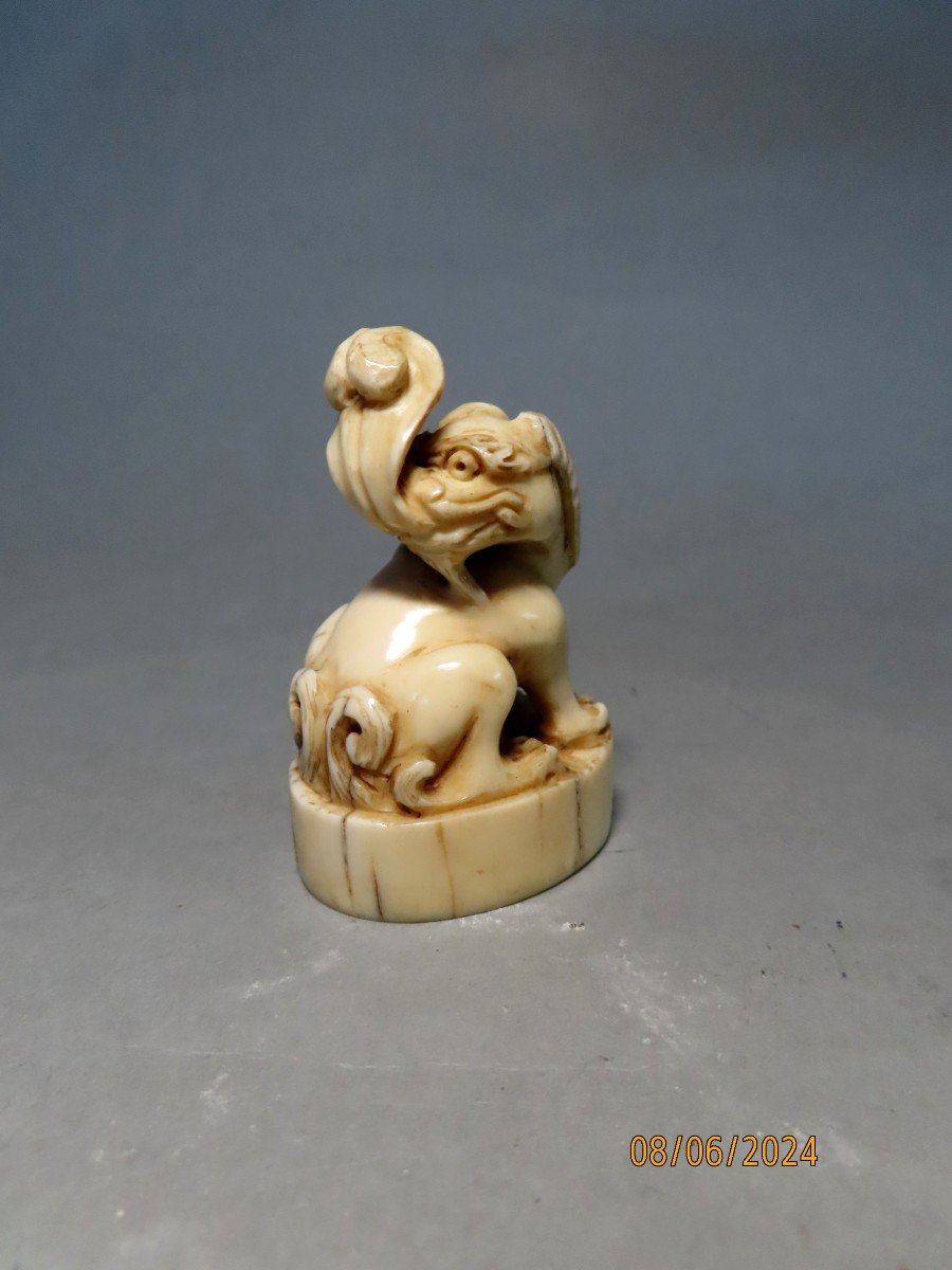 Ivory Seal. Shishi. Japan Meiji Period (1868-1912)