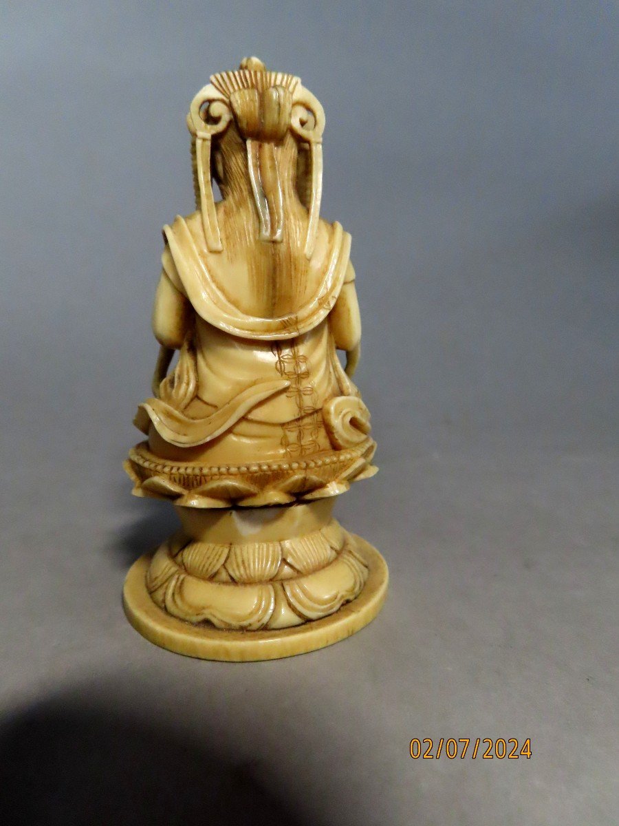 Ivory Okimono. Benten In Meditation. Japan Meiji Period (1868-1912)-photo-3