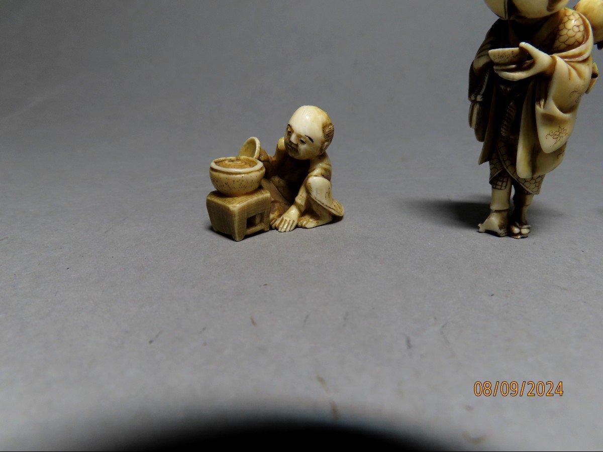 Three Netsuke To Merchants. Japan Meiji Period (1868-1912)-photo-2